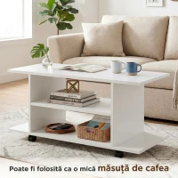 HOMCOM Mobilier Unghiular cu Roți și Rafturi, până la 42", Alb(m-6)
