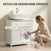 HOMCOM Mască lavoar compactă, cu sertar și dulap, alb(m-7)
