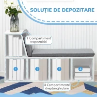HOMCOM Bibliotecă cu 5 Rafturi Deschise și 2 Perne, Mobilier Modern din Lemn, pentru Living, Dormitor și Birou, Gri Alb(m-5)