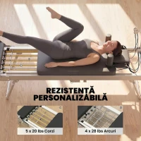 SPORTNOW Reformer Pilates Pliabil pentru Acasă cu 2 Benzi Elastice, Alb(m-5)