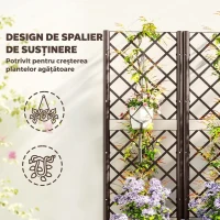 Outsunny Jardinieră Ridicată cu Spalier pentru Plante Cățărătoare și 8 Orificii de Drenaj din PP, 80x40x135 cm, Maro(m-4)