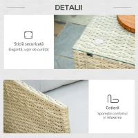 Outsunny Set mobilier de grădină modular din ratan PE, 7 piese, cu perne, bej(m-7)