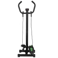 HOMCOM stepper met handgrepen trainingsriemen sidestepper hometrainer LCD-display staal(m-9)