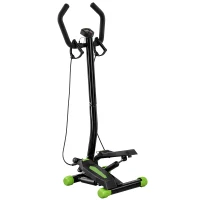 HOMCOM stepper met handgrepen trainingsriemen sidestepper hometrainer LCD-display staal(m-1)