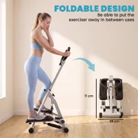 HOMCOM Stepper w/ Handle Hand Grip Workout Fitness Machine For Fitness Aerobic Exercise Home Gym Grey(m-4)