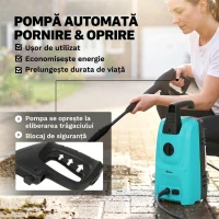 Outsunny Mașină de Spălat cu Presiune 1500 W, 120 Bari, Debit 390 L/h, Electrică cu Duza Reglabilă, Albastru(m-6)
