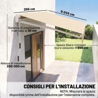 Outsunny Tenda da Sole Avvolgibile a Caduta con Manovella, in Alluminio e Poliestere, 3x2.5m, Beige(m-3)