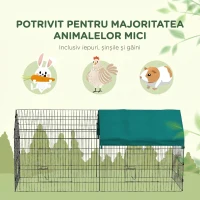 PawHut Cușcă pentru Iepuri de Exterior și Interior în Formă de Căsuță cu Acoperiș, 220x85x103cm, Verde(m-6)