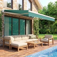 Outsunny Toldo de Pared con Brazo Articulado y Manivela Marco Resistente de Aluminio y Cubierta de Poliéster 295x245 cm Verde(m-9)