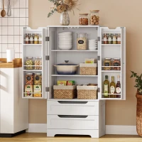 HOMCOM Armário Despenseiro de Cozinha com Prateleiras nas Portas e 2 Gavetas Móvel Auxiliar 58x38x120 cm Branco(m-2)