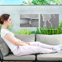 Outsunny Mobilier de Grădină din Ratan cu Colțar Modular, Măsuță de Cafea și Perne, Gri(m-6)