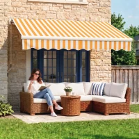 Outsunny Toldo de Pared con Brazo Articulado y Manivela Marco Resistente de Aluminio y Cubierta de Poliéster 295x245 cm Naranja(m-8)