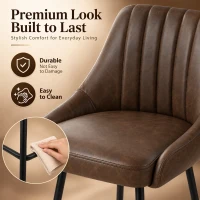 HOMCOM Bar Stools Set of 2, Swivel Counter Height Barstools with PU Leather, for Kitchen Island, Dining Room, Dark Brown(m-6)