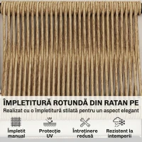 Outsunny Set Grădină, 5 Piese, Rattan Modular în L cu Perne, Culoare Bej(m-7)