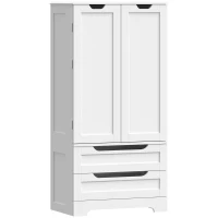 HOMCOM Armário Despenseiro de Cozinha com Prateleiras nas Portas e 2 Gavetas Móvel Auxiliar 58x38x120 cm Branco(m-1)