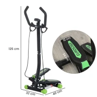 HOMCOM stepper met handgrepen trainingsriemen sidestepper hometrainer LCD-display staal(m-3)