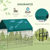 PawHut Cușcă pentru Iepuri de Exterior și Interior în Formă de Căsuță cu Acoperiș, 220x85x103cm, Verde(m-4)