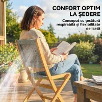 Outsunny Set de 2 Scaune de Grădină Pliabile din Lemn de Salcâm, Gri(m-7)