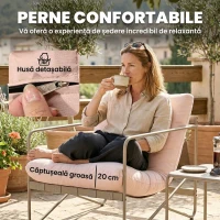 Outsunny Set de Grădină cu 4 Piese, Canapea, 2 Fotolii și Măsuță de Cafea Roz(m-6)