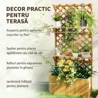Outsunny Jardinieră cu Spalier pentru Plante Cățărătoare, Orificii de Drenaj și 2 Rafturi, din Lemn de Molid, 76x33x177 cm(m-4)