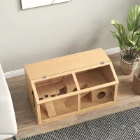 PawHut Cusca din Lemn pentru Hamsteri, Finisaj Lemn Natur(m-7)