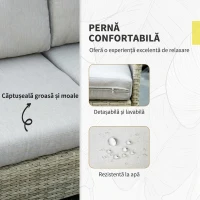 Outsunny Set mobilier de grădină modular din ratan PE, 7 piese, cu perne, bej(m-6)