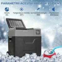 HOMCOM Frigider auto de 50L cu panou tactil, mâner și 2 roți, din aluminiu și plastic, 58.6x37.8x54.5 cm, gri(m-4)