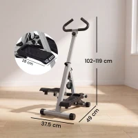 HOMCOM Stepper w/ Handle Hand Grip Workout Fitness Machine For Fitness Aerobic Exercise Home Gym Grey(m-3)