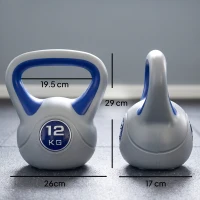 SPORTNOW Kettlebell, 12kg Kettle Bells with Handle for Home Gym Weight Lifting and Strength Training, Dark Blue and Grey(m-3)