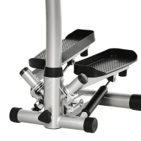 HOMCOM stepper met handvat fitness hometrainer voor thuis, klein fitnessapparaat voor been- en bodemtraining met LCD-scherm, instelbare snelheid Metaal ABS Zwart + Zilver 55 x 53 x 118-128 cm(m-13)
