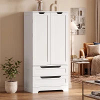 HOMCOM Armário Despenseiro de Cozinha com Prateleiras nas Portas e 2 Gavetas Móvel Auxiliar 58x38x120 cm Branco(m-9)