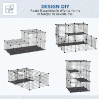 PawHut Cușcă modulară pentru iepuri și porcușori de Guineea, pe mai multe niveluri, cu 3 uși și fire din oțel, neagră(m-4)