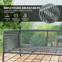 Outsunny Mobilier de Grădină din Ratan cu Colțar Modular, Măsuță de Cafea și Perne, Gri(m-5)