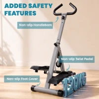 HOMCOM Stepper w/ Handle Hand Grip Workout Fitness Machine For Fitness Aerobic Exercise Home Gym Grey(m-7)