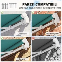 Outsunny Tenda da Sole Avvolgibile a Caduta con Manovella, in Alluminio e Poliestere, 3x2.5m, Verde Scuro(m-7)