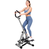 HOMCOM Stepper w/ Handle Hand Grip Workout Fitness Machine For Fitness Aerobic Exercise Home Gym Grey(m-10)