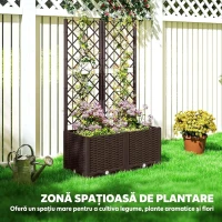 Outsunny Jardinieră Ridicată cu Spalier pentru Plante Cățărătoare și 8 Orificii de Drenaj din PP, 80x40x135 cm, Maro(m-7)
