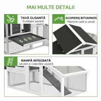 PawHut Cușcă pentru Găini sau Rațe, Cuibar Prefabricat din Lemn cu Acoperiș Impermeabil, 178x95x100 cm, Gri(m-7)