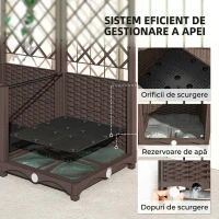 Outsunny Jardinieră Ridicată cu Spalier pentru Plante Cățărătoare și 8 Orificii de Drenaj din PP, 80x40x135 cm, Maro(m-6)