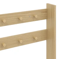 HOMCOM Porte-Manteau 2 en 1, Meuble d'Entrée avec Meuble à Chaussures, Portes Effet Rotin et 8 Crochets, Bois Naturel(m-10)
