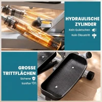 HOMCOM stepper met handvat fitness hometrainer voor thuis, klein fitnessapparaat voor been- en bodemtraining met LCD-scherm, instelbare snelheid Metaal ABS Zwart + Zilver 55 x 53 x 118-128 cm(m-7)