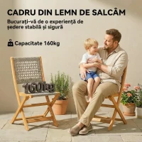 Outsunny Set de 2 Scaune de Grădină Pliabile din Lemn de Salcâm, Gri(m-6)