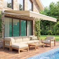 Outsunny Store banne manuel rétractable 295 x 245 cm avec manivelle, protection UV, cadre en aluminium, beige(m-9)