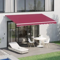 Outsunny Tenda da Sole Avvolgibile a Caduta con Manovella, in Alluminio e Poliestere, 295x245cm, Rosso Scuro(m-2)