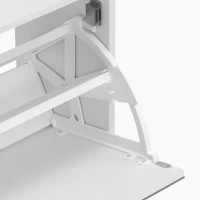 HOMCOM Meuble à Chaussures 12 Paires, Armoire à Chaussures, 2 Tiroirs Rabattables, Portes Miroirs, Blanc(m-12)