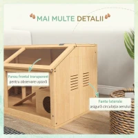 PawHut Cusca din Lemn pentru Hamsteri, Finisaj Lemn Natur(m-6)