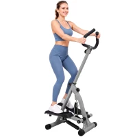 HOMCOM Stepper w/ Handle Hand Grip Workout Fitness Machine For Fitness Aerobic Exercise Home Gym Grey(m-1)