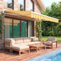Outsunny Toldo de Pared con Brazo Articulado y Manivela Marco Resistente de Aluminio y Cubierta de Poliéster 295x245 cm Naranja(m-9)