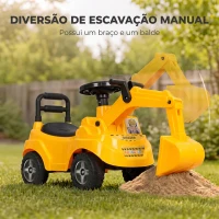 AIYAPLAY Escavadora sem Pedais para Crianças 1-3 Anos com Buzina de Ar Braço Escavador e Arrumação 15 kg Amarelo(m-5)