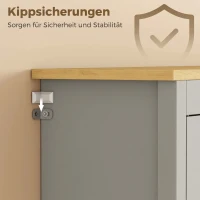 HOMCOM Vorratsschrank mit offener Arbeitsfläche und Kabeldurchlass, Küchenbuffet mit Glastüren Grau, 180cm(m-7)